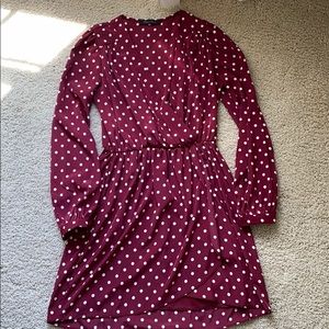 Lulus wine polka dot dress